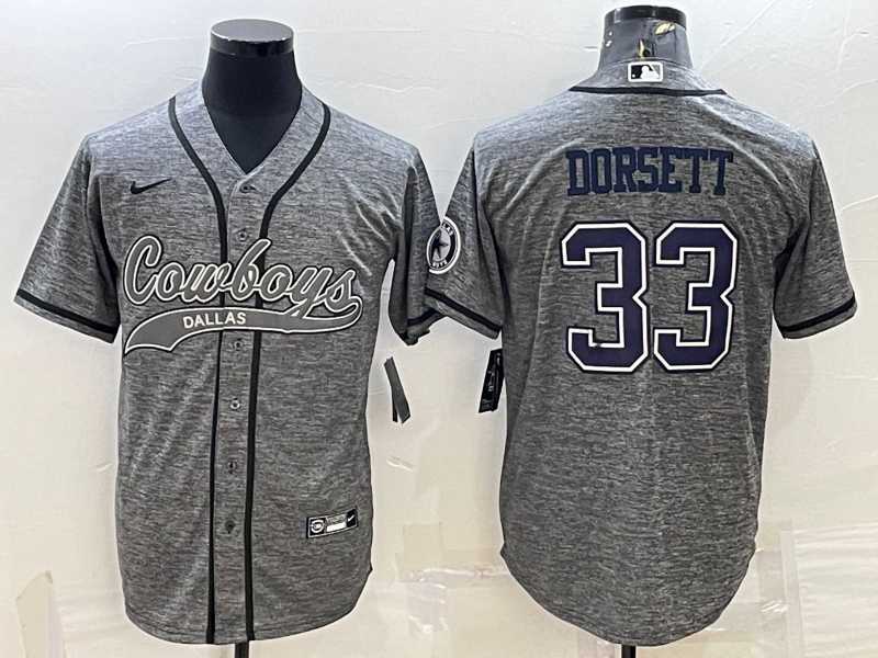 Mens Dallas Cowboys #33 Tony Dorsett Grey Gridiron With Patch Cool Base Stitched Baseball Jersey->dallas cowboys->NFL Jersey